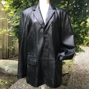 Mens black leather jacket. Size 40 regular. The brand is Apt.9